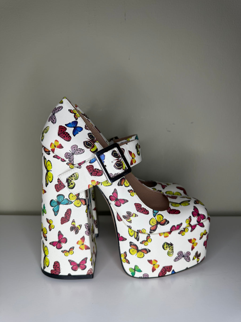 Steve Madden Butterfly Print Platform Mary Jane Heels