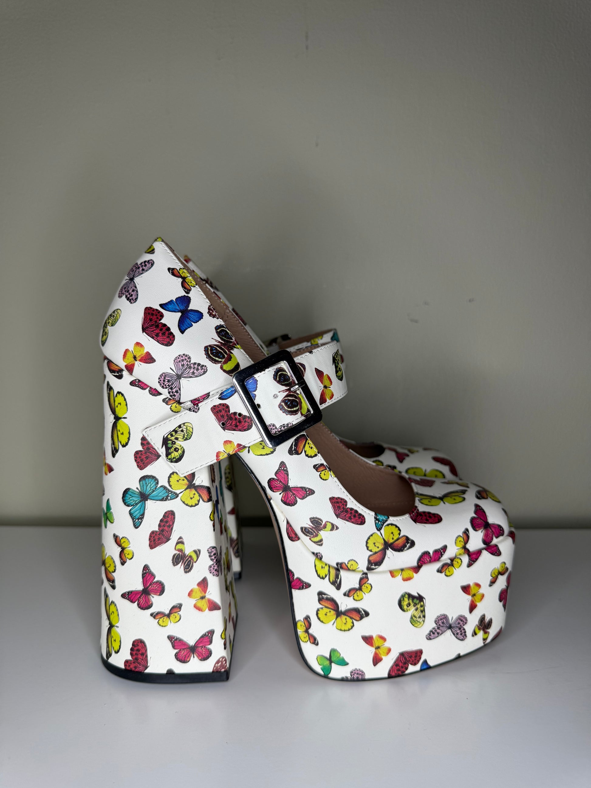 Steve Madden Butterfly Print Platform Mary Jane Heels