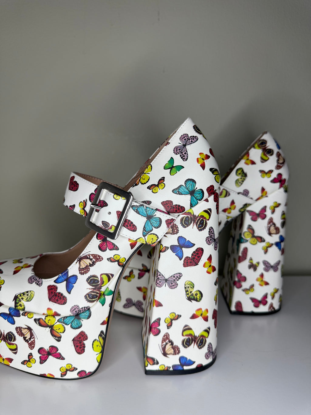 Steve Madden Butterfly Print Platform Mary Jane Heels