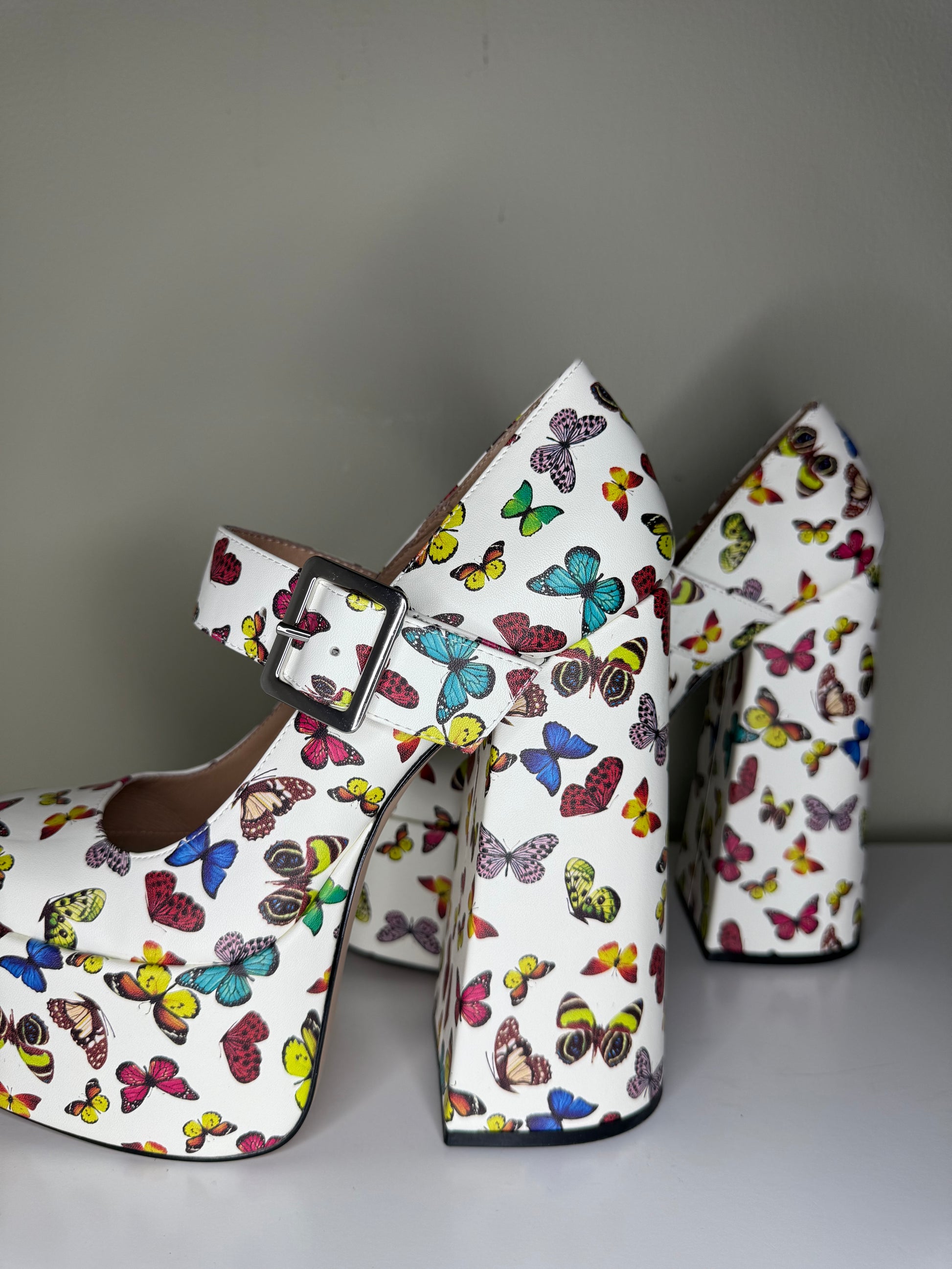 Steve Madden Butterfly Print Platform Mary Jane Heels