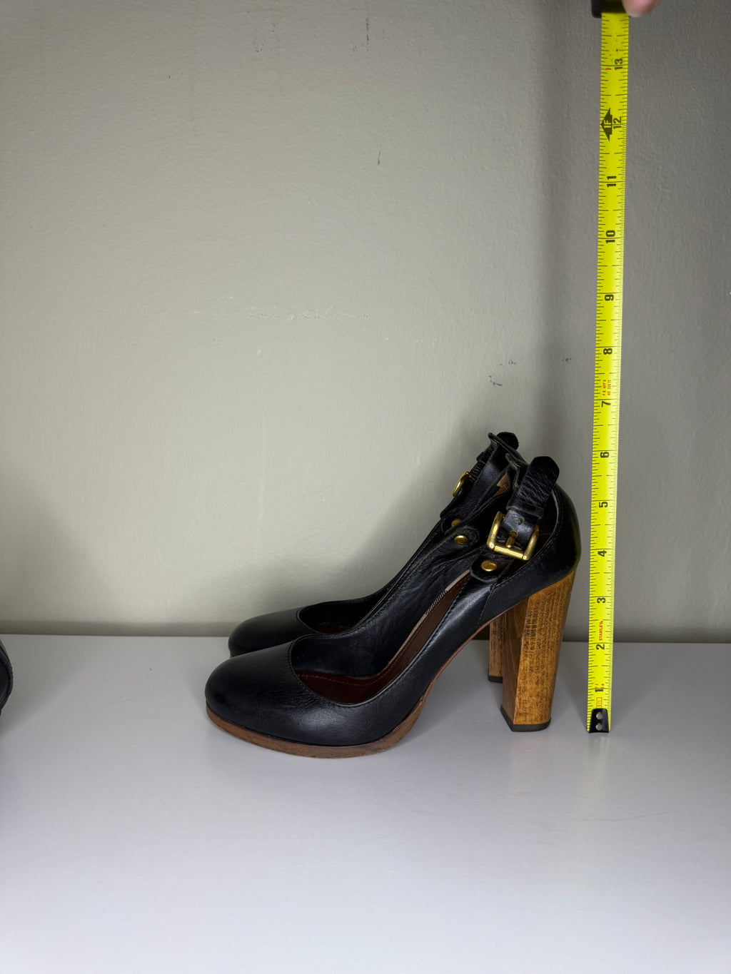 Burberry Black Wooden Heel Pumps
