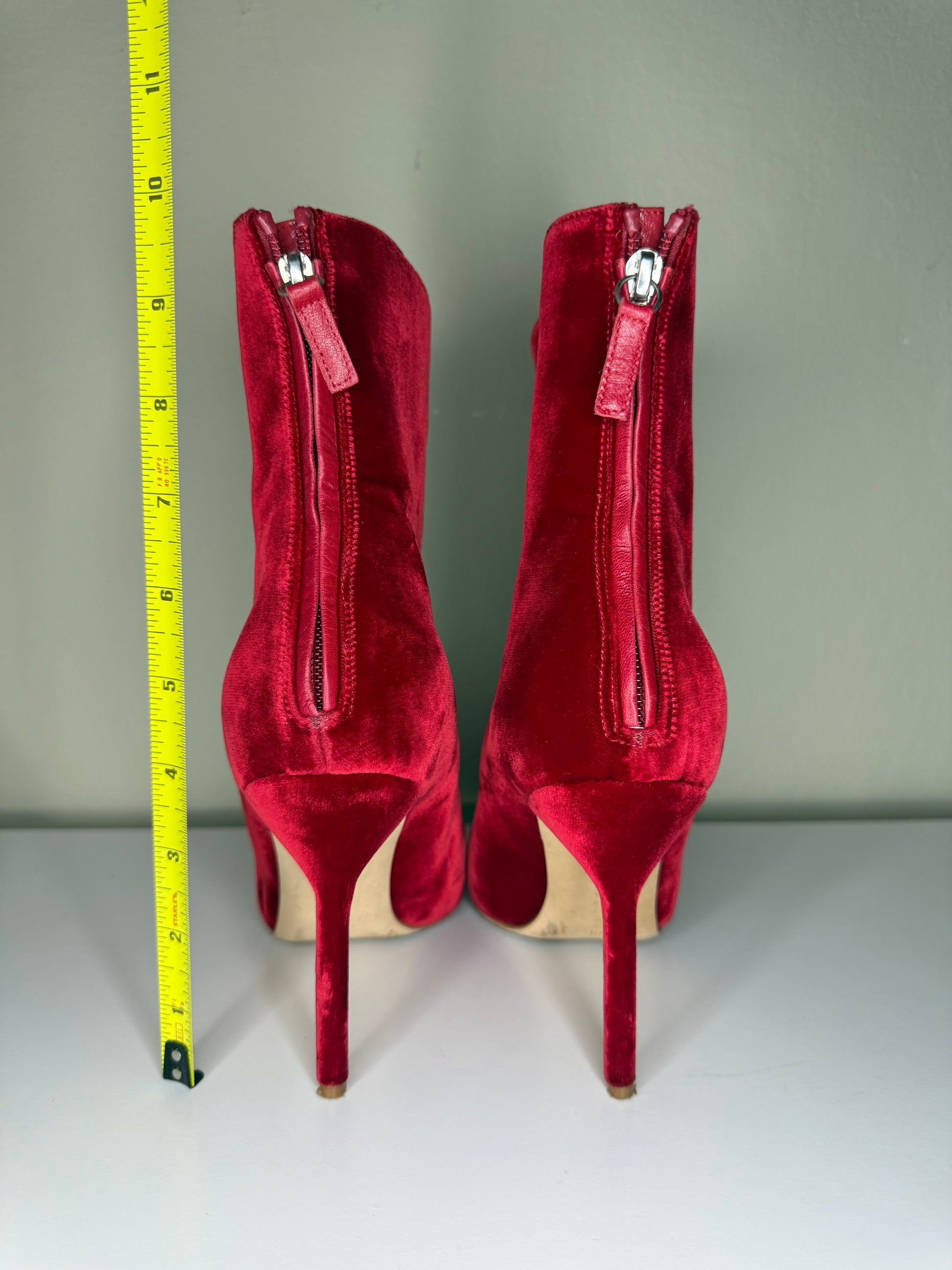 Manolo Blahnik Velvet Pointed-Toe Ankle Boots