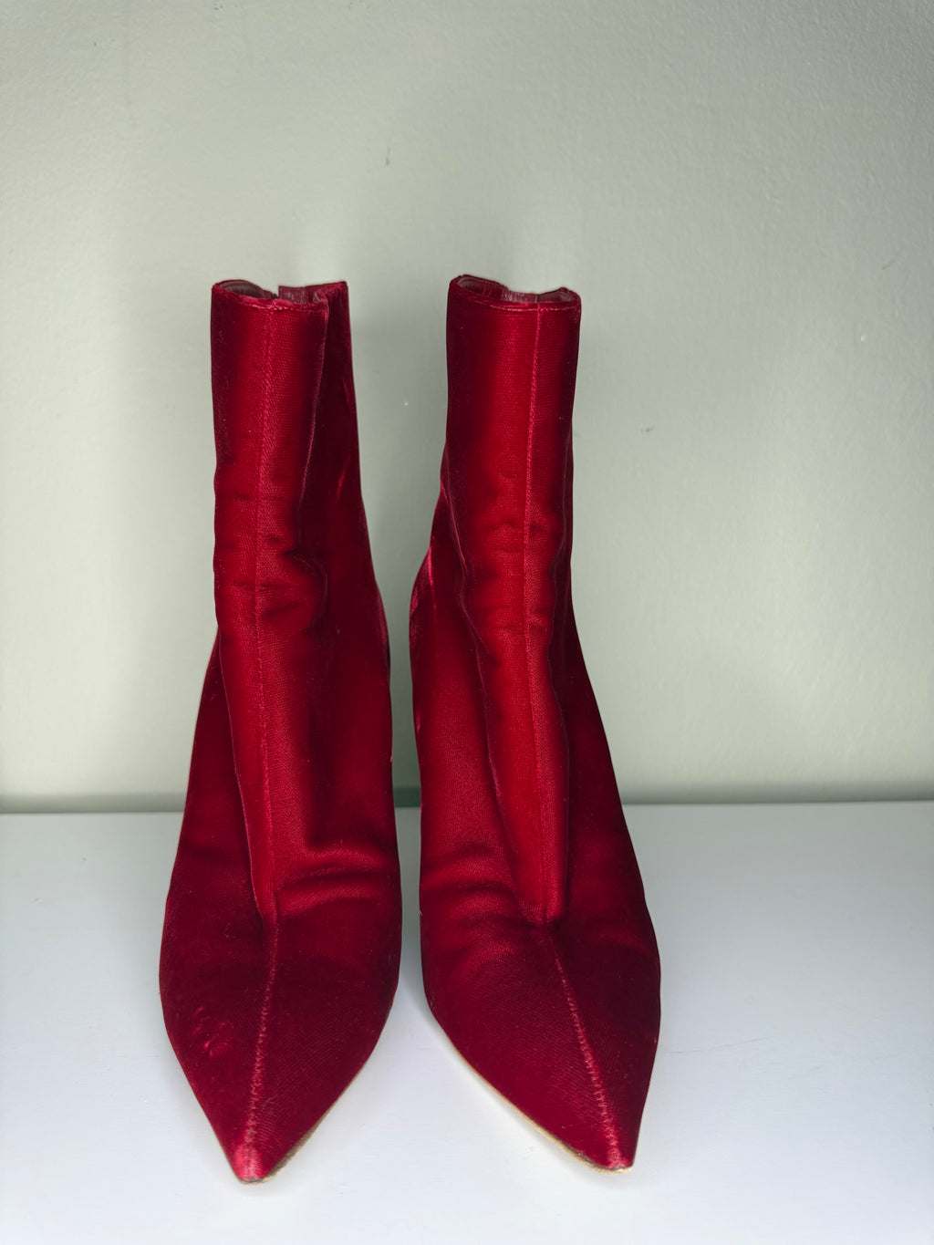 Manolo Blahnik Velvet Pointed-Toe Ankle Boots