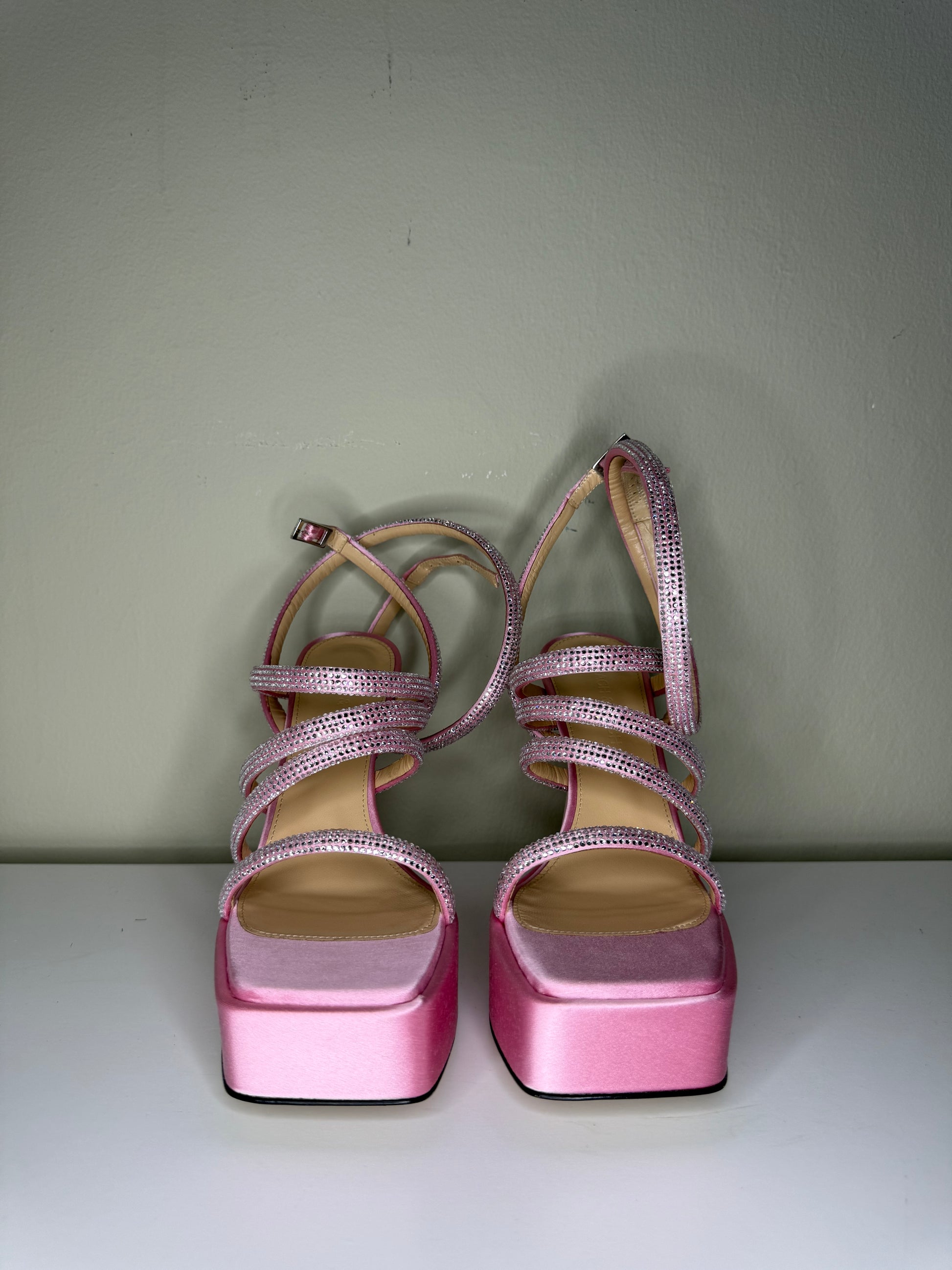 Mach & Mach Sydney Pink Embellished Platform Sandals