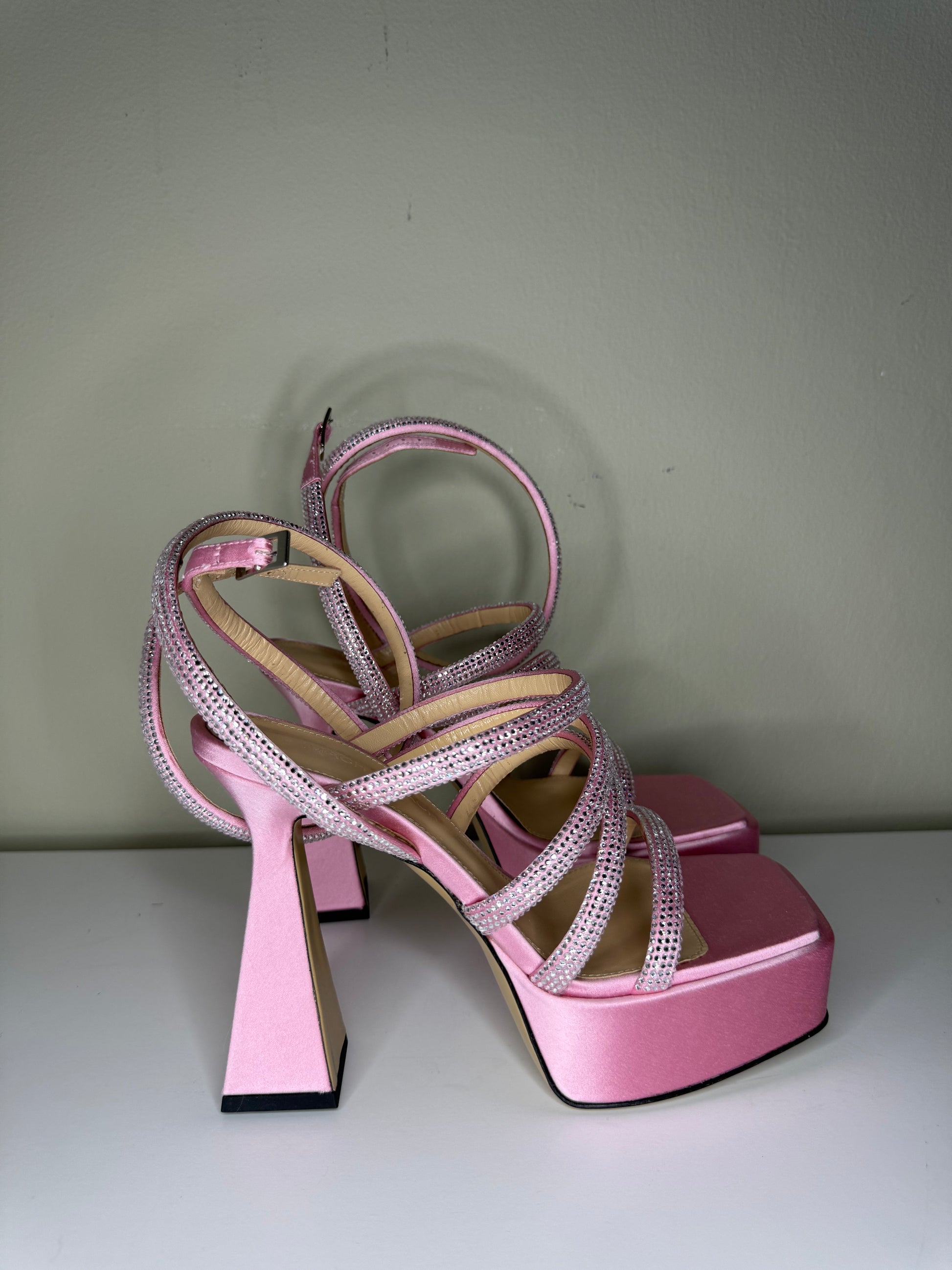 Mach & Mach Sydney Pink Embellished Platform Sandals