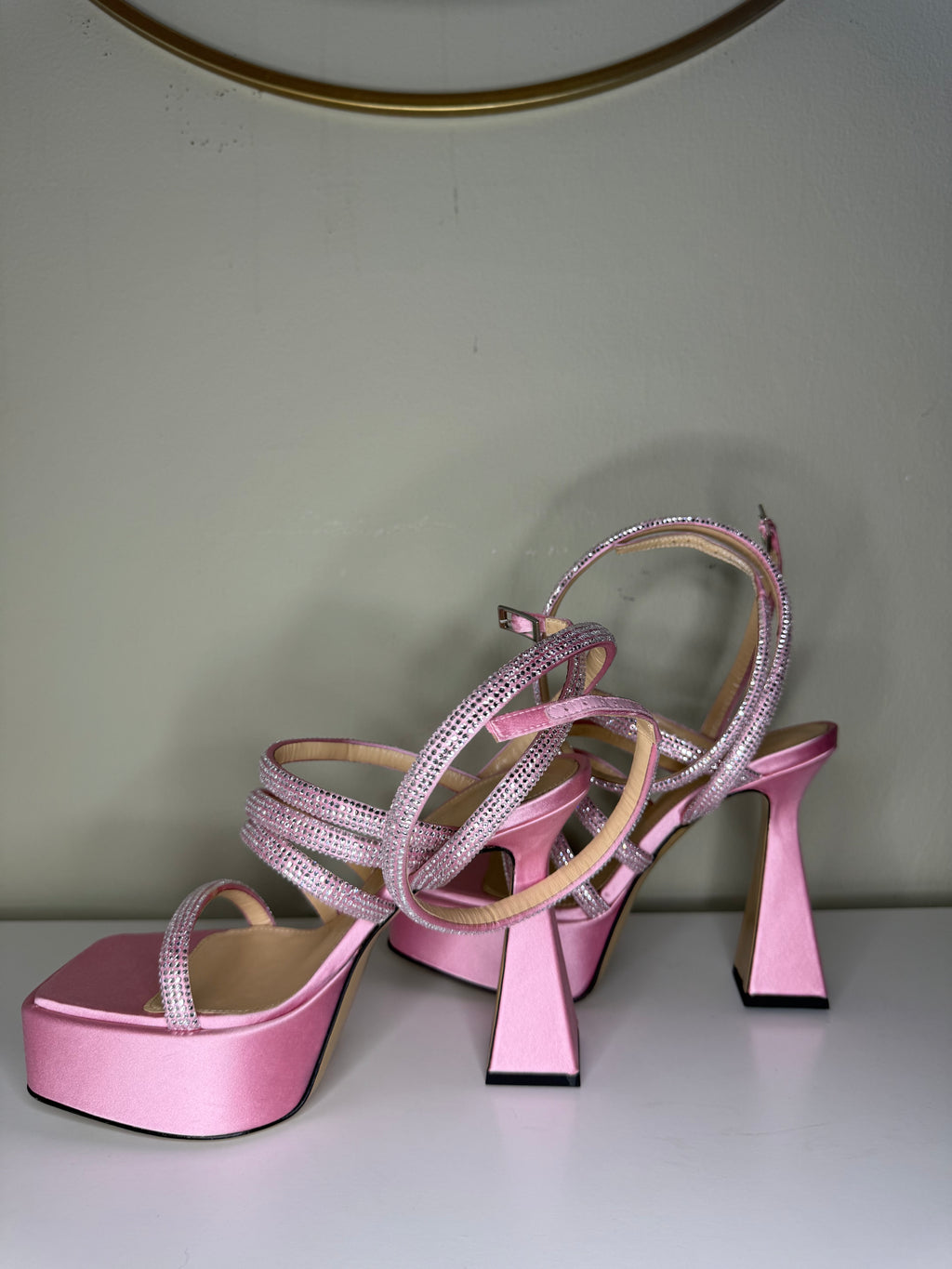 Mach & Mach Sydney Pink Embellished Platform Sandals