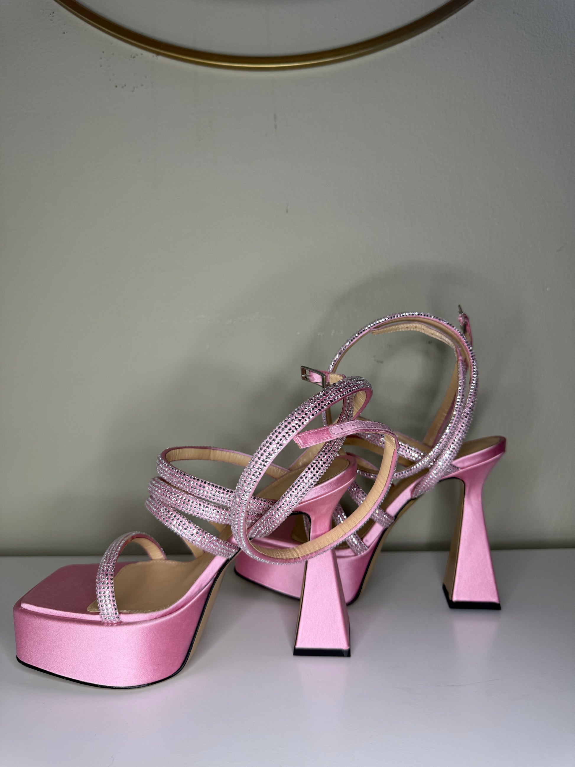 Mach & Mach Sydney Pink Embellished Platform Sandals